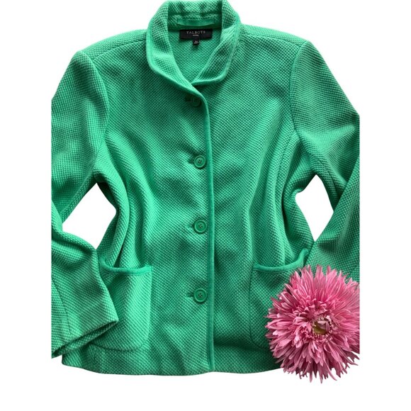 Talbots Womens Textured Green Button-Up Jacket With Pockets Size PL - Picture 14 of 14